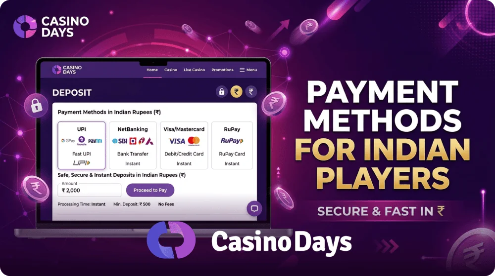 Casino Days India deposit and withdrawal options for INR players